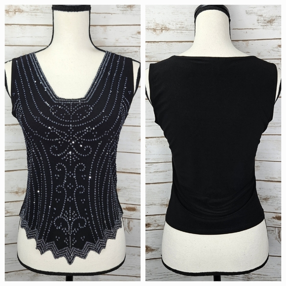 Dressbarn Collection Shiny Beaded Tank Top Size Small - Picture 6 of 8